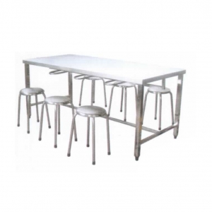 Bàn ăn nhân viên kèm ghế inox
